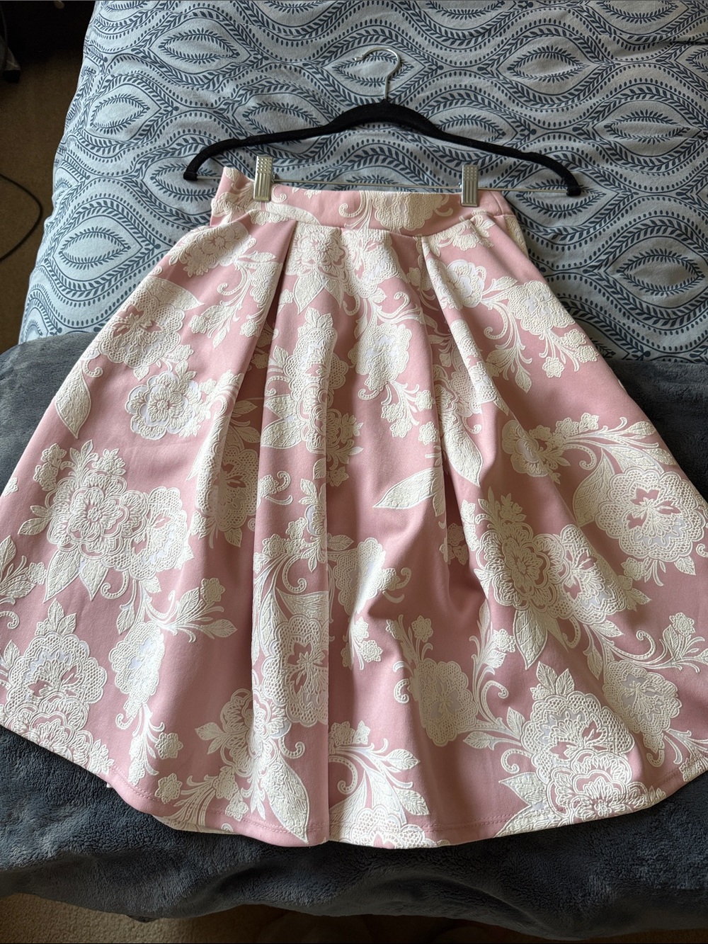 Faith and Joy Pink and Cream Floral Circle Skirt